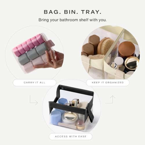 Cadence Parcel - Clear Travel Kit with Zipperless Magnetic Closure - Pebble, Medium - Durable, Leak-Resistant and TSA Approved Toiletry Bag - Modular Organization - Recycled TPU (1 Qt)