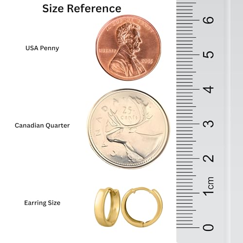 10K Solid Gold Huggie Hoop Earrings, Minimalist Real Gold Hoop Earrings, Simple Everyday Huggie Hoops - Serena Sparkles (10mm Hoops)