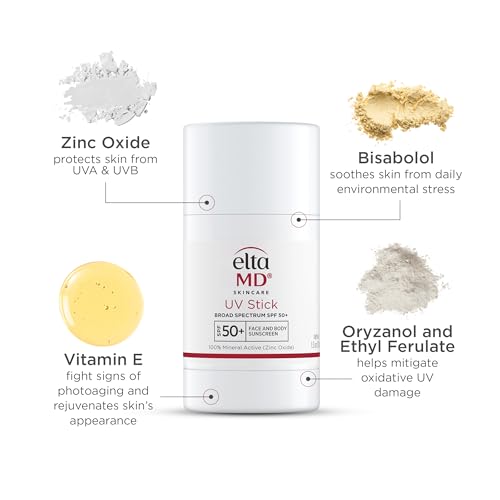 EltaMD UV Stick 100% Mineral Sunscreen, SPF 50+ For Kids and Adults, 1.3 oz