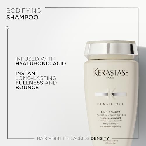 KÉRASTASE Densifique Densité Shampoo, Thickening & Strengthening Shampoo, Removes Build-Up & Adds Shine with Hyaluronic Acid for Fine, Thin & Thinning Hair, 8.5 Fl Oz