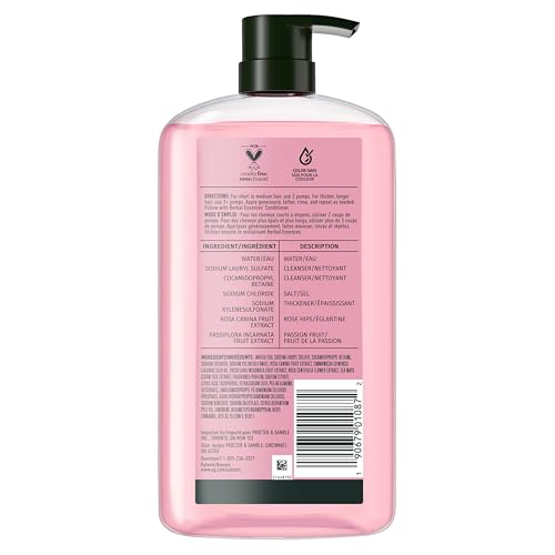 Herbal Essences Shampoo, Rose Hips + Passionfruit - Smooth Collection, Shiny Hair with Vitamin E & Jojoba, Safe for Color Treated Hair, Floral Scent, Cruelty-Free, Dermatologist-Tested, 29.2 Fl Oz
