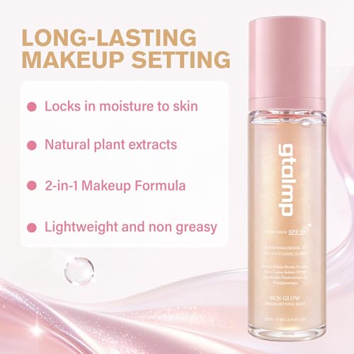Glitter Sunscreen Spray SPF 50, Sheer Face & Body Setting Mist, 2.54 fl oz