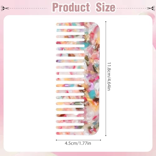Tortoise Shell Acetate Women's Wide Tooth Comb - Detangling, Anti Static, Vintage Style for Wet Hair & Home Salon Styling
