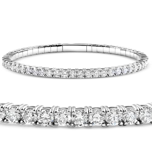 P3 POMPEII3 Pompeii 2-10Ct TW Flexible Diamond Bangle Tennis Bracelet Lab Grown 14k Gold (F/G,VS1-VS2)