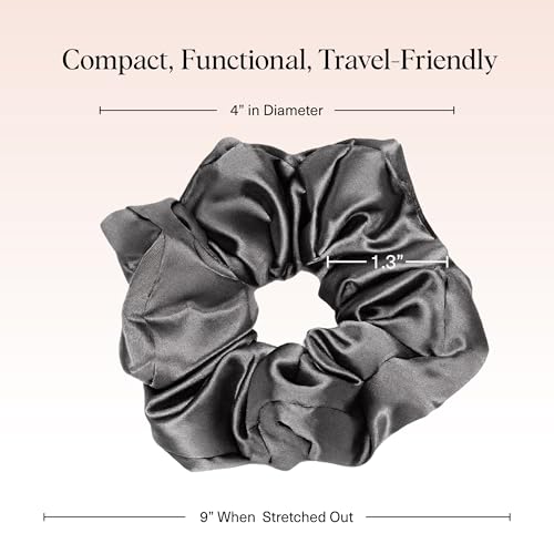 Kitsch Pillow Satin Scrunchies for Women -Blush/Charcoal, 2pcs