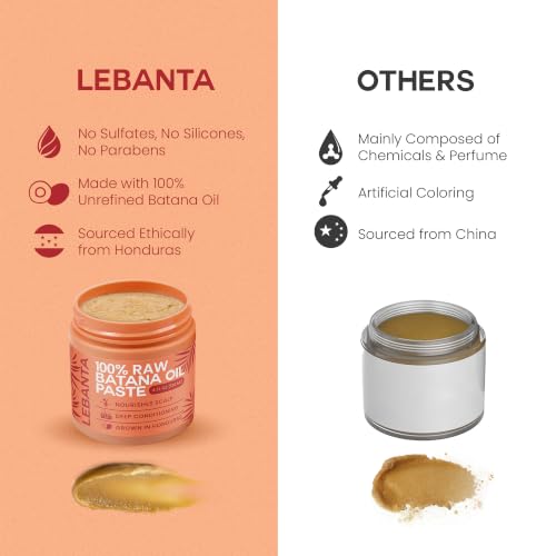 Lebanta Raw Batana Oil for Hair - 100% Pure, Organic 4oz Batana from Honduras for Fuller, Thicker-Looking Hair - Unrefined Cold Pressed Cosmetic Scalp Oil & Hair Mask, Gift for Women (1 Pack)