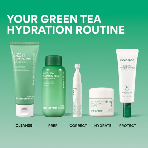 innisfree Green Tea Ceramide Cleansing Balm for Korean Double Cleanse | Melts Away Waterproof Makeup, Sunscreen, and Daily Impurities | Hydrates and Strengthens Moisture Barrier | Mess Free Tube
