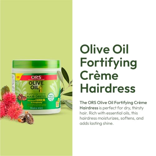 ORS Olive Oil Fortifying Cream Hair Dress Infused with Castor Oil for Strengthening 6 Ounce