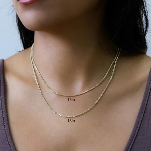 Nuragold 10K Real Yellow Gold 1.5mm Franco Square Box Wheat Chain Necklace - 18"