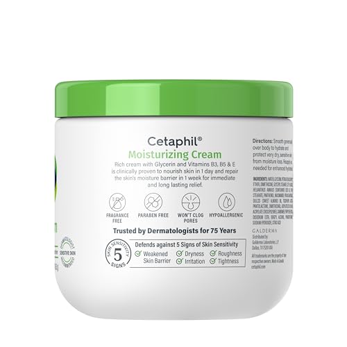 Cetaphil Moisturizing Cream, Dry Sensitive Skin, Fragrance Free, 16oz 2Pk