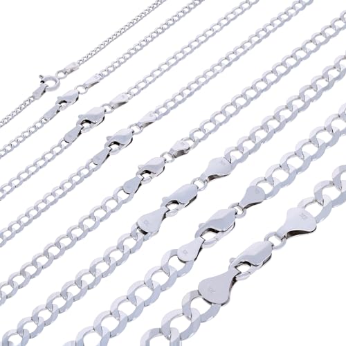 Nuragold 10K Real White Gold Cuban Curb Solid Italian Link Chain Necklace - 30",7mm
