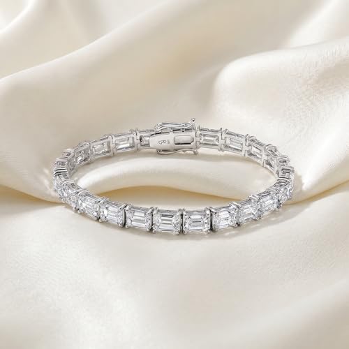 P3 POMPEII3 Pompeii 16Ct Emerald Cut Diamond East West Tennis Bracelet 14k Gold Lab Grown 7" (F/G,VS1-VS2)