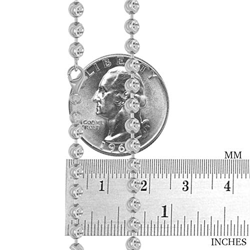 Nuragold 10k Real White Gold Ball 4mm Bead Dog Tag Chain Mens Necklace - 24"