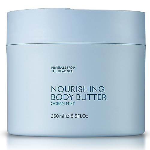 SEACRET Minerals Dead Sea Body Butter, Ocean Mist - Ultra-Rich Shea Butter & Coconut Oil Body Moisturizing Cream for Dry Skin, Fast Absorbing, Non-Greasy with Aloe Vera & Vitamin E, 8.5 Fl Oz / 250 ml