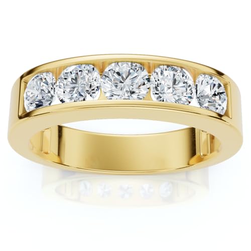 P3 POMPEII3 Pompeii 1 1/4Ct Channel Set Men's Diamond Wedding Anniversary Ring 14K Gold - Size 10.5