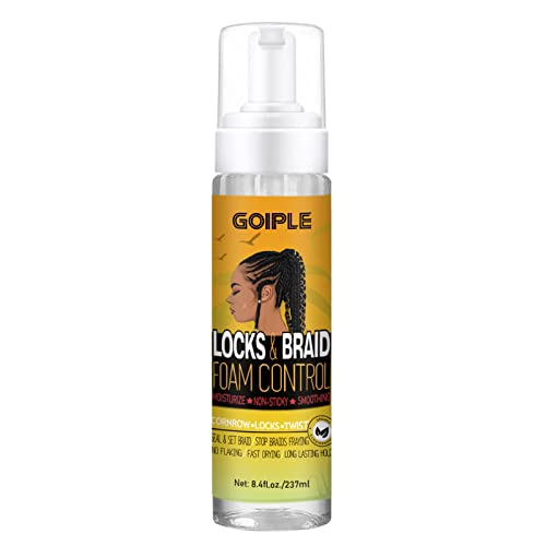 Braid Foam Control Braid Mousse for Braids Twist, Locs, No Flake Extra Hold High Shine Style and Moisturizes, Hair Braiding Mousse for Braids Lightweight Easy to Apply 8fl oz