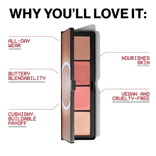 Smashbox Halo Sculpt + Glow Face Palette | Vitamin E, Long Lasting, Contour + Highlighter, 0.55 Ounce, Coral Saturation