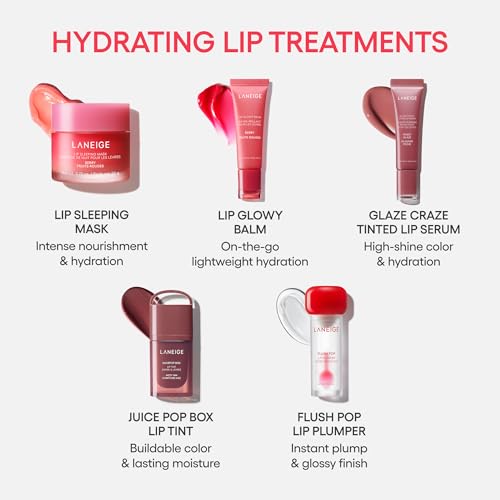 LANEIGE Flush Pop Peptide Lip Gloss Treatment Tube | Plumping & Volumizing Cooling Gel | Korean Skin Care