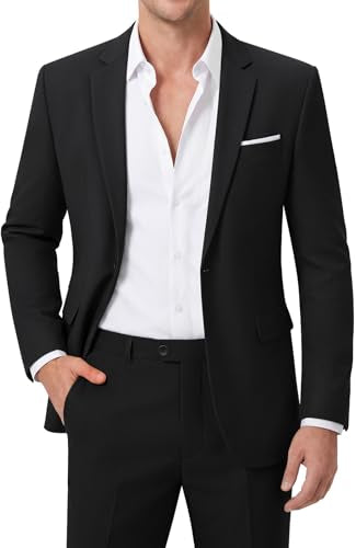 MAGE MALE Men's 2 Piece One Button Suits Set Slim Fit Tuxedo Blazer Jacket and Pants for Party & Wedding Black