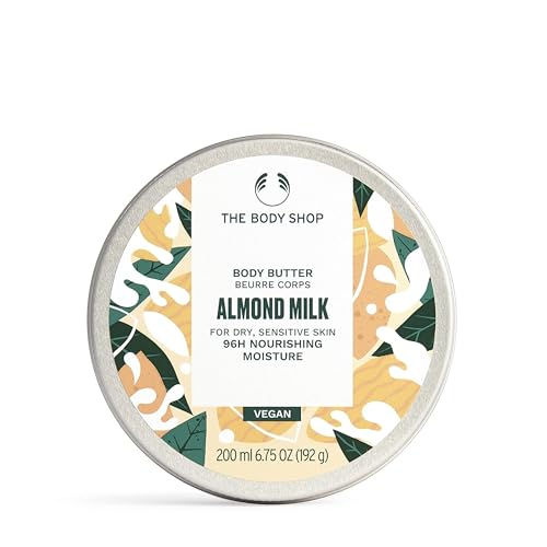 The Body Shop Body Butter | 96hr Nourishing Moisture for Dry Skin | Non-Greasy with Shea Butter for Smoother Softer Skin, Vegan, 200 ml / 6.4 oz (Almond Milk)