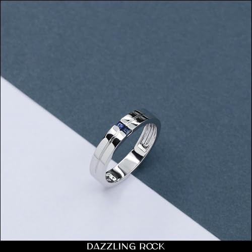 Dazzlingrock Collection 2 mm Princess Blue Sapphire Two Stone Mens Wedding Band Ring in 10K Solid White Gold Size 10