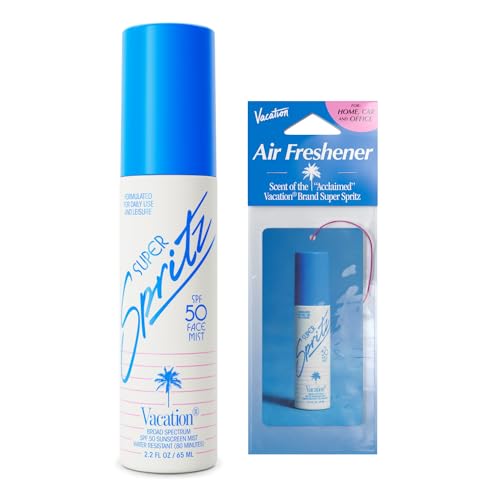 Vacation Super Spritz SPF 50 Face Sunscreen Spray and Air Freshener Bundle