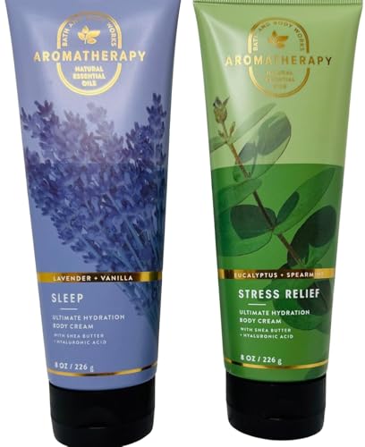 Bath & Body Works Aromatherapy Eucalyptus Spearmint and Lavender Vanilla Ultimate Hydration Body Cream 8 Ounces Pack of 2