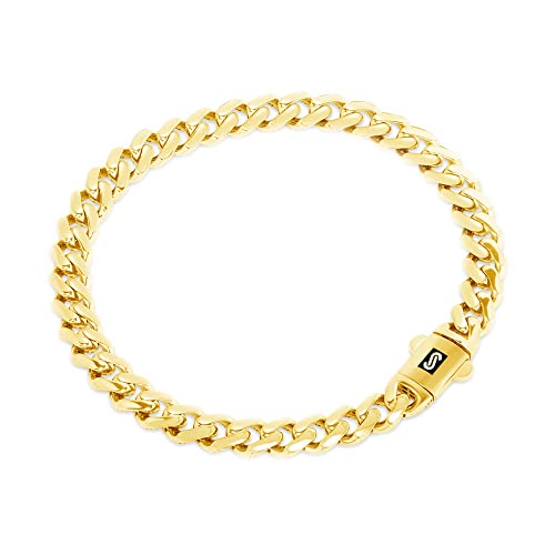 Nuragold 10k Real Yellow Gold Royal Monaco 5mm Miami Cuban Chain Bracelet - 6.5"