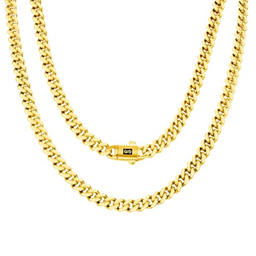 Nuragold 14k Real Yellow Gold Royal Monaco 6mm Miami Cuban Chain Necklace - 20"
