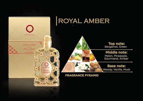 Orientica Luxury Royal Amber 2 Pc Perfume Gift Set – Notes of Vanilla, Bergamot, Pineapple - Amber Oud, Gourmand Arabic Perfume for Women & Men - Perfumes Arabes de Mujer y Hombres
