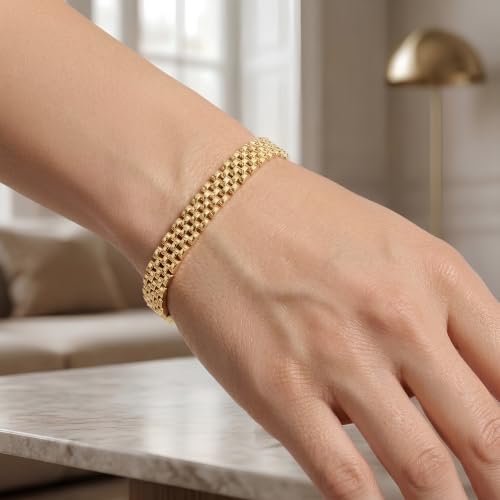 Floreo 14k Yellow Gold 6.5mm Panther Link Bracelet, 7 Inch