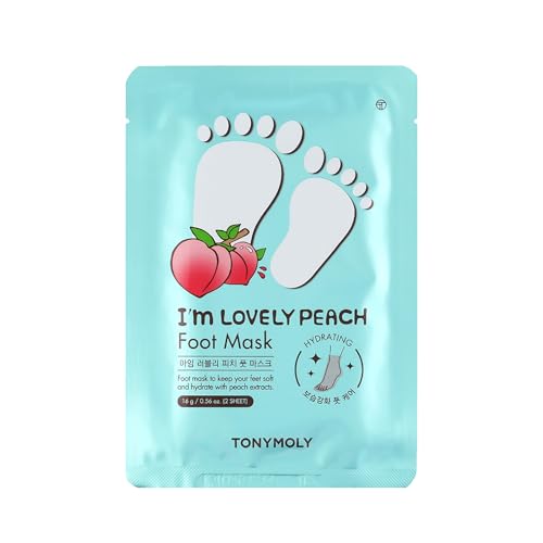 TONYMOLY Lovely Peach Foot Mask Boots - Korean Foot Care Treatment Set, 5pk