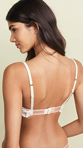 Fleur du Mal Women's Lily Lace Demi Bra, Ivory, Tan, Off White, Floral, 34D