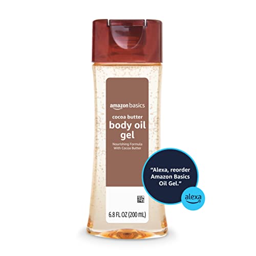 Amazon Basics Body Oil Gel with Cocoa Butter for Very Dry Skin, 6.8 Fl Oz, 4-Pack (Previously Solimo)
