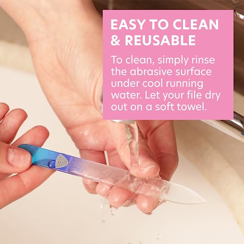 Bona Fide Beauty Glass Nail File with Case (Aqua Cobalt), Made in Czech