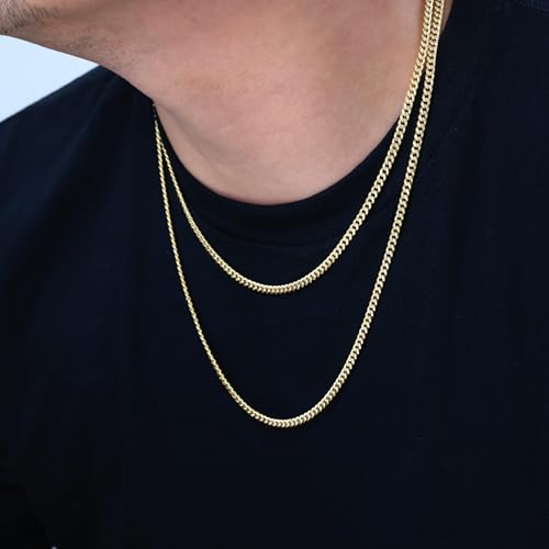Nuragold 14k Real Yellow Gold Miami Cuban Lightweight Link 4mm Chain Necklace (16"-30") Italian Jewelry for Men & Women - 22"
