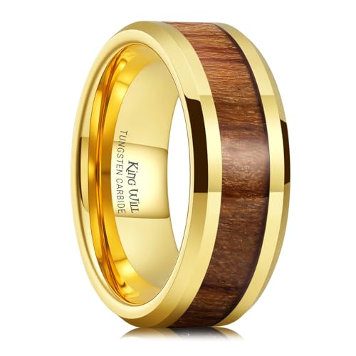 Mens 8mm Tungsten Wedding Band Natural Wood Inlaid Engagement Rings Size 9