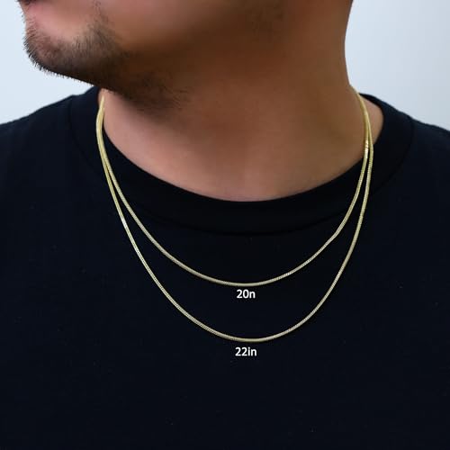 Nuragold 10K Real Yellow Gold 1.5mm Franco Square Box Wheat Chain Necklace - 18"