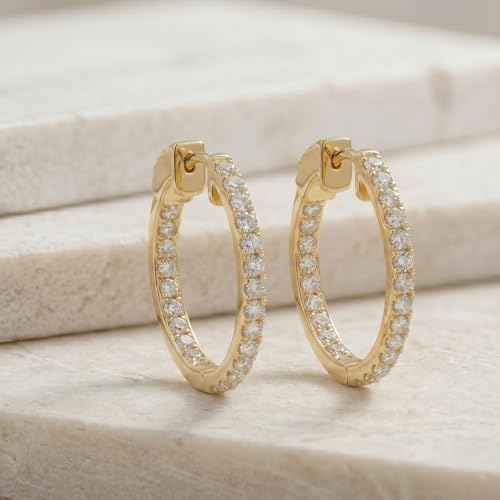 Shop QSE 0.5 Ct Lab Grown Diamond Inside out Hoop Earrings 14K Gold