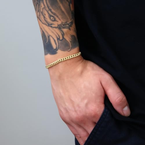 Nuragold 10k Real Yellow Gold Miami Cuban Lightweight Link 5.7mm Chain Bracelet (7"-9") Italian Jewelry for Men & Women - 7"