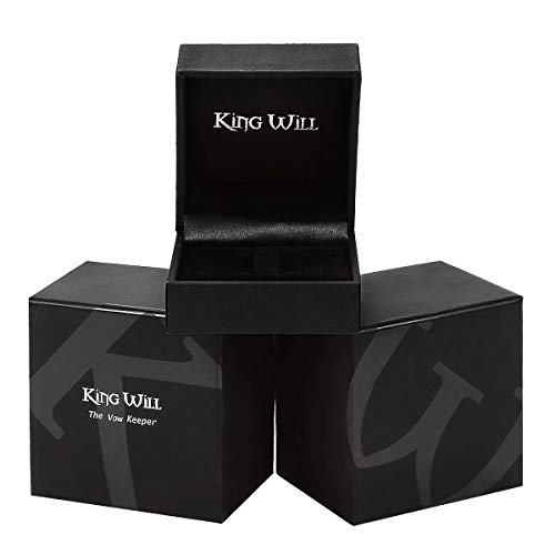 King Will NATURE 8mm Black Titanium Ring with Wood Inlay Wedding Band Ring for Men and Women Real Comfort Fit