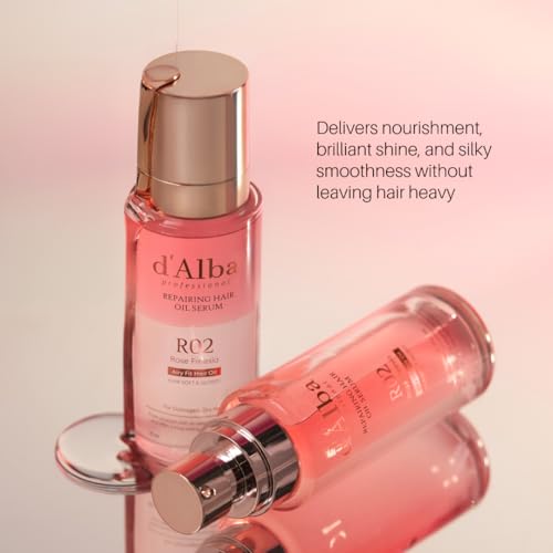 d'alba Piedmont Professional Reparing Hair Oil Serum (2.54 fl oz), Silky and Glossy Hair, Lightweight & Airy Finish, Argan Oil, Amino Acid, Protein Complex, Rose Freesia Scent