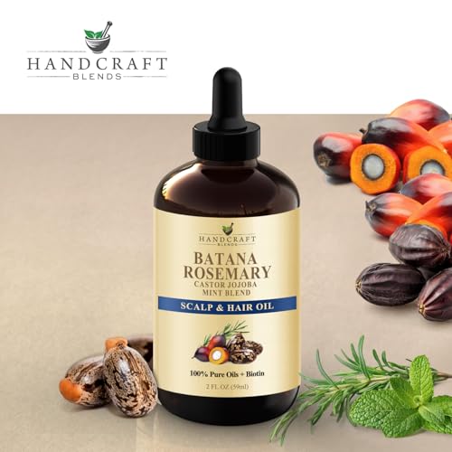 Batana & Rosemary Hair Oil – 2 Fl Oz – Scalp Treatment & Strengthening for Thinning, Dry Scalp, Split Ends – Natural Hair Oil for Women & Men – Intensive Repair & Nourishing Formula