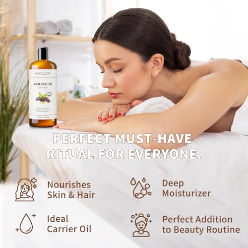 MAYJAM Organic Jojoba Oil for Skin, Hair, Face, Nails Care, USDA Certified
