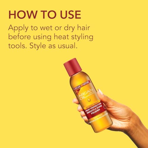 Creme of Nature Heat Protector Smooth & Shine Polisher, Seals Shine, Smooths Hair, Protects Up to 450°F, Infused with Argan Oil, 4 fl oz