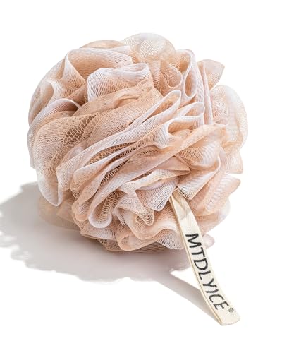 MTDLYICE Loofah Sponge, XL Large Loofah 75g 4 Pack, Bath Sponge Soft Mesh Shower, Body Scrubber, Loofah for Men, Bath Accessories Body wash Foaming (Beige)