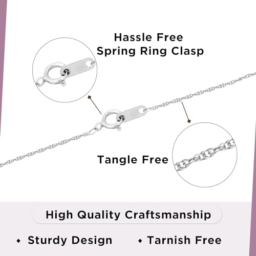 Jewelili 10K White Gold Cubic Zirconia Pendant Necklace for Women
