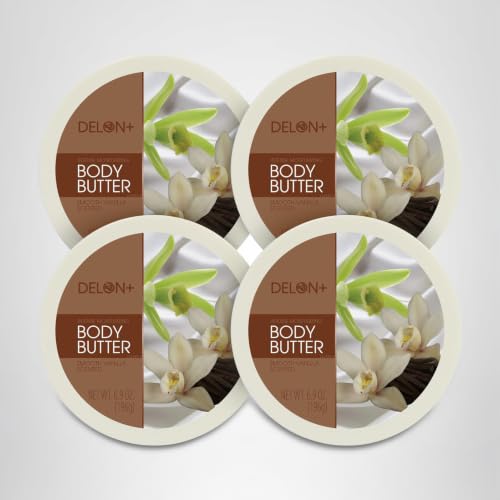 DELON Intense Moisturizing Body Butter, Smooth Vanilla with Shea Butter, 6.9 oz (Pack of 4)