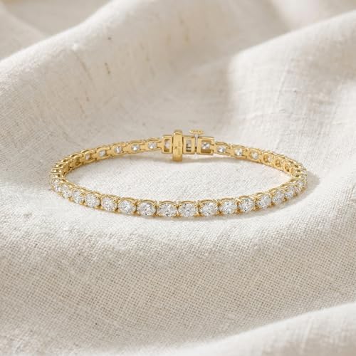 P3 POMPEII3 Pompeii 4.5Ct Oval Cut Diamond Tennis Bracelet 7" 14k Yellow Gold Lab Grown - Size 7 (EF,VS)