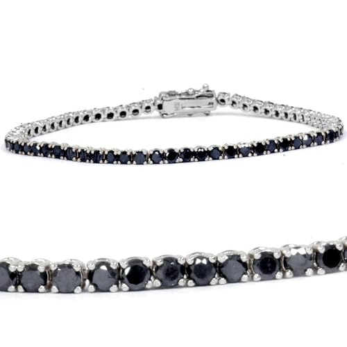 Pompeii 4ct Black Diamond Tennis Bracelet 14K White Gold 7"